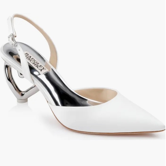 Badgley Mischka Lucie Heart Heels Size 9.5 Soft White - Picture 7 of 7